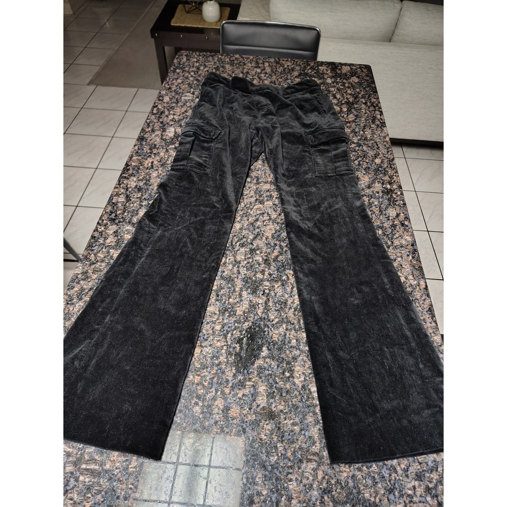 Ralph Lauren Black Velvet Cargo Pants Women Wide Leg Trouser Size 4